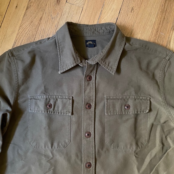 LL Bean Signature Men’s L Tall “1933” Olive Work Shirt - Picture 3 of 6